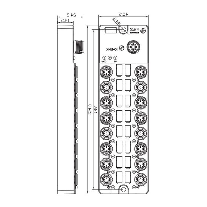 M8接口，IO-Link Hub, 16DI， NPN, 00B516