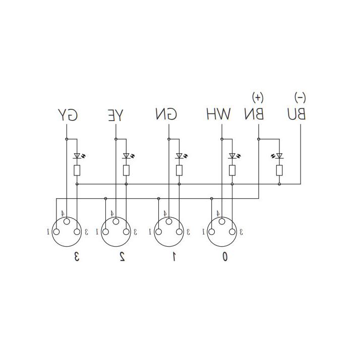 M8接线盒-单通道- PNP型 - 4端口-一体化-带LED - PUR软电缆-黑色护套- 23P401-XXX