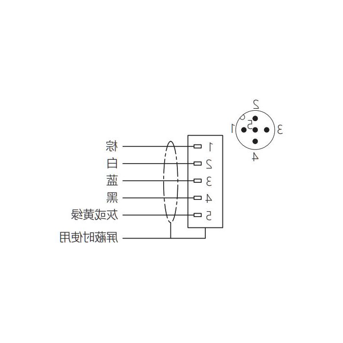 M12 5Pin, straight male head, flange socket, plate front mounting, suitable for field welding installation, 64SA61H