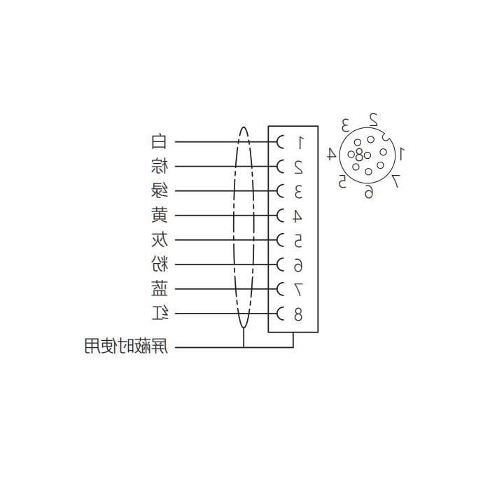 M12 8Pin, straight female, flange socket, plate rear mounting, suitable for field welding installation, 64SC21H