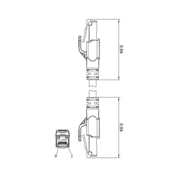 RJ45 straight male to RJ45 straight male, double end precast PVC non-flexible cable, with shielding, tea green sheath, 0C4443-XXX