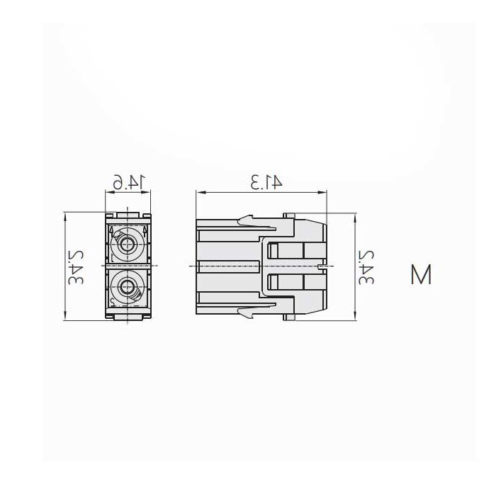 HM module, public connector, cable gauge 6-10 m ², HM-S02-M, 09140022602